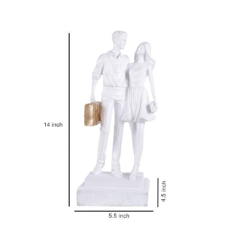 Buy Let's Go Shopping Couple Showpiece - White Showpieces from Vaaree