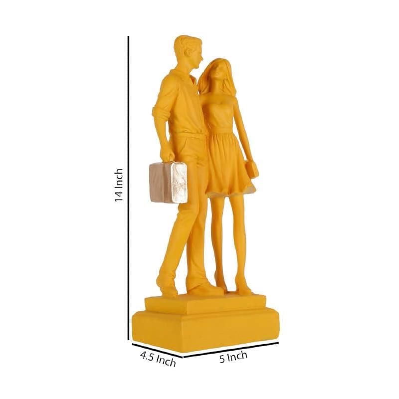 Buy Let's Go Shopping Couple Showpiece - Yellow Showpieces from Vaaree