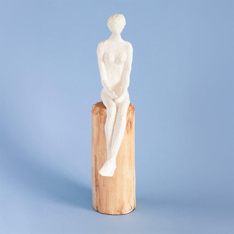 Buy Lost in Thought Lady Wooden Showpiece Showpiece from Vaaree