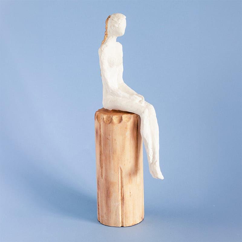 Buy Lost in Thought Lady Wooden Showpiece Showpiece from Vaaree