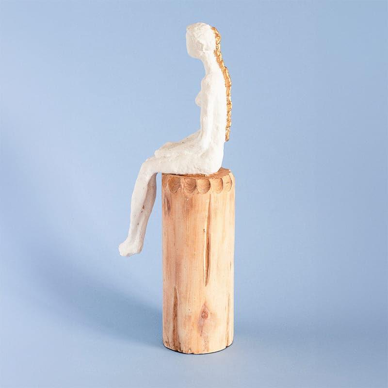 Buy Lost in Thought Lady Wooden Showpiece Showpiece from Vaaree