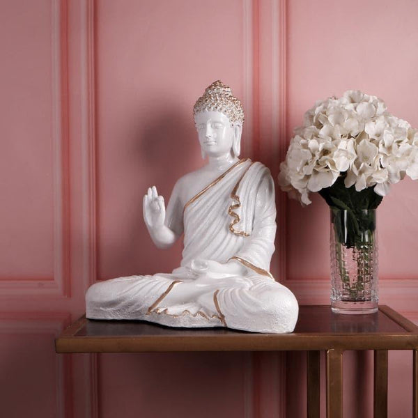 Showpieces - Meditative Aura Buddha Showpiece - White