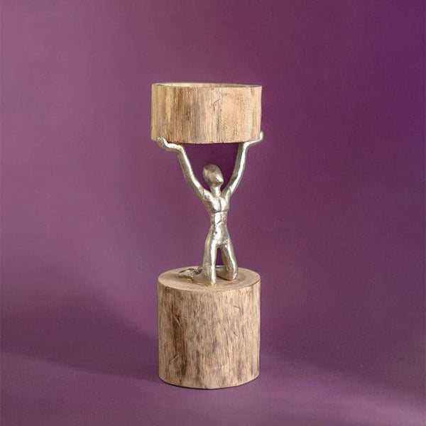 Showpieces - Orion Wood Men Candle Stand - Small