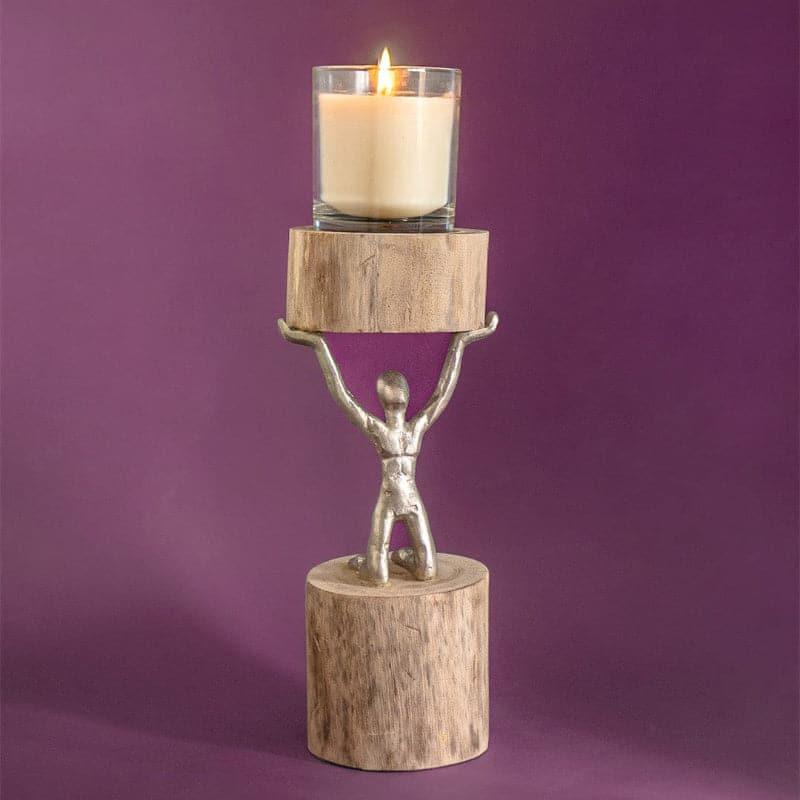 Buy Orion Wood Men Candle Stand - Small Showpieces from Vaaree