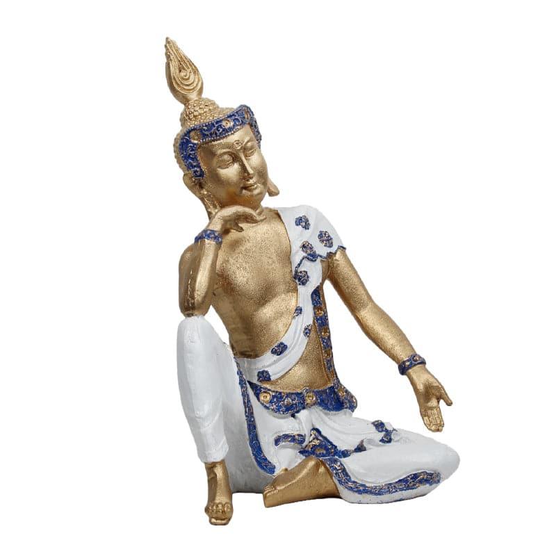 Buy Pondering Buddha Showpiece - Blue & White Showpieces from Vaaree