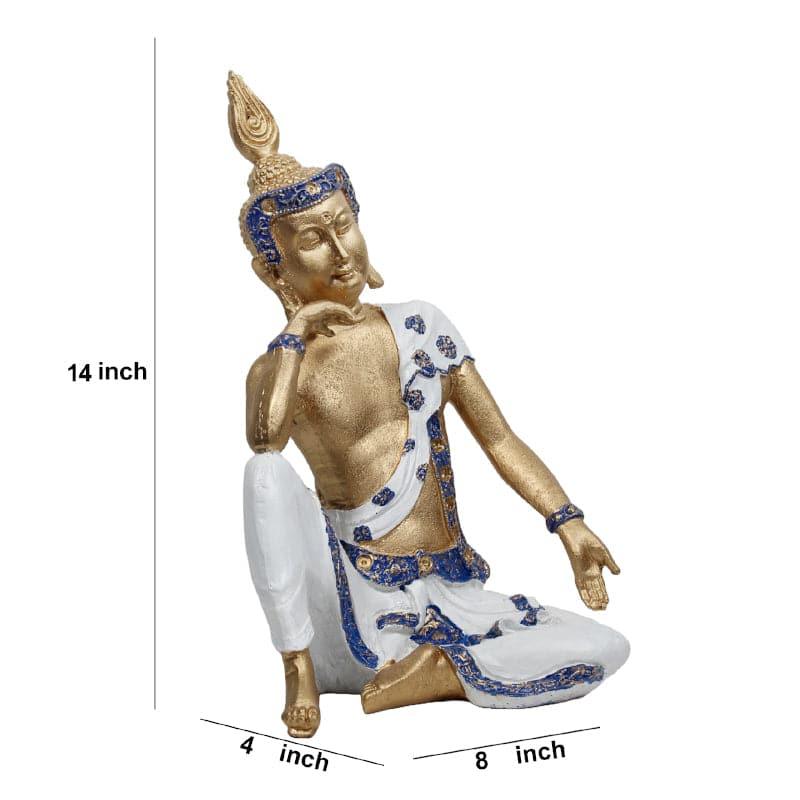 Buy Pondering Buddha Showpiece - Blue & White Showpieces from Vaaree