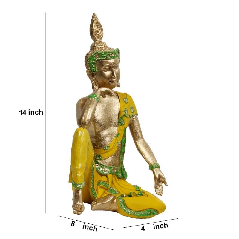 Buy Pondering Buddha Showpiece - Yellow & Green Showpieces from Vaaree