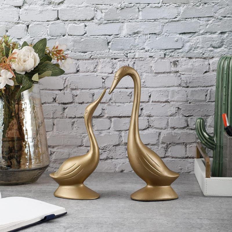 Showpieces - Priva Swan Mate Showpiece (Gold) - Set Of Two