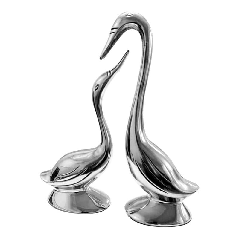 Showpieces - Priva Swan Mate Showpiece (Silver) - Set Of Two