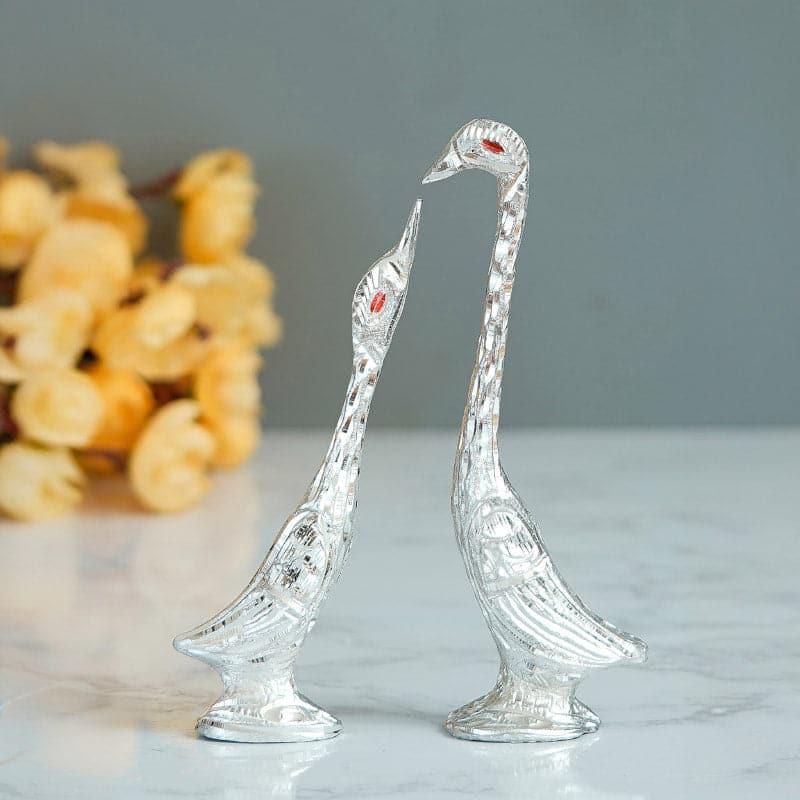 Showpieces - Statuesque Swan (Silver) - Set Of Two