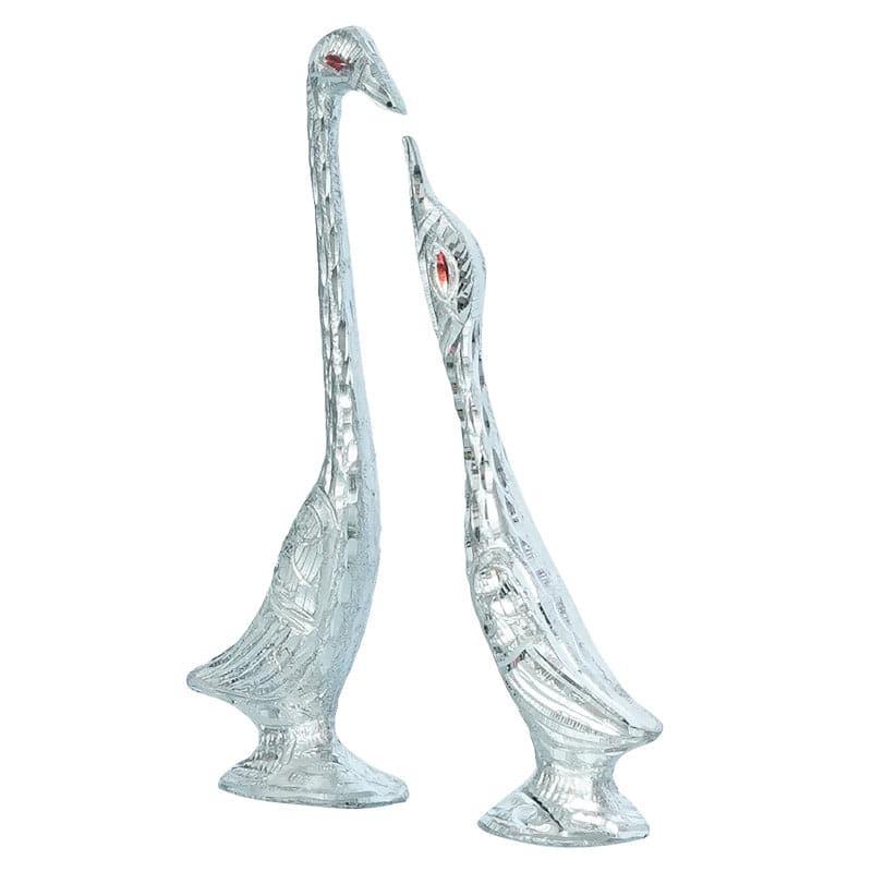 Showpieces - Statuesque Swan (Silver) - Set Of Two