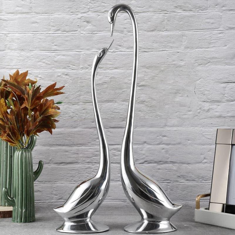 Buy Summer Dale Swan Showpiece (Silver) - Set Of Two Showpieces from Vaaree