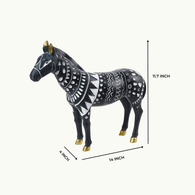 Showpieces - Tribal Grandeur Horse Showpiece - Black
