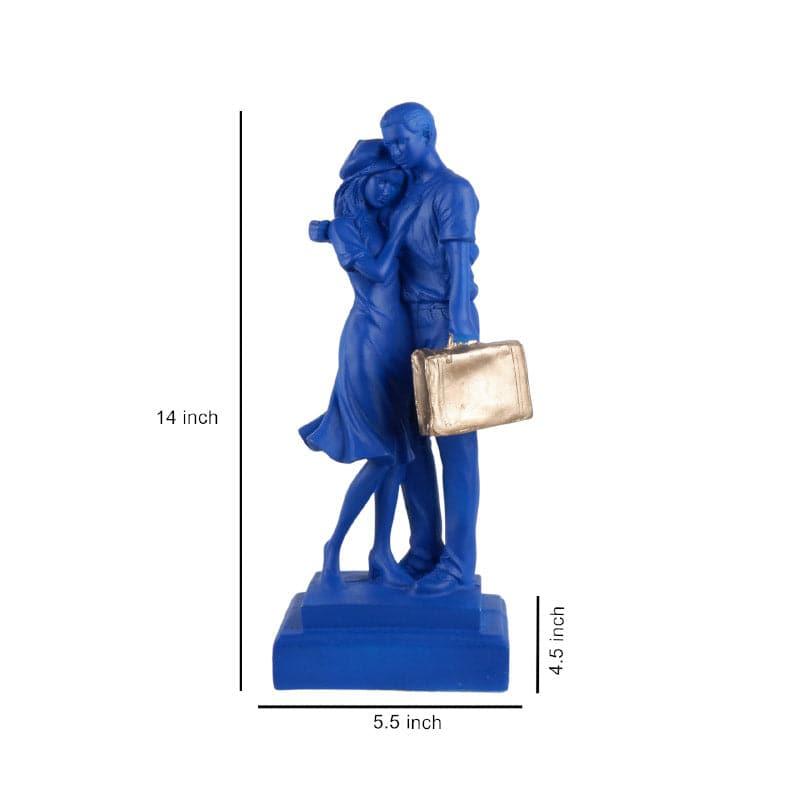 Buy Warm Hug Couple Showpiece - Blue Showpieces from Vaaree