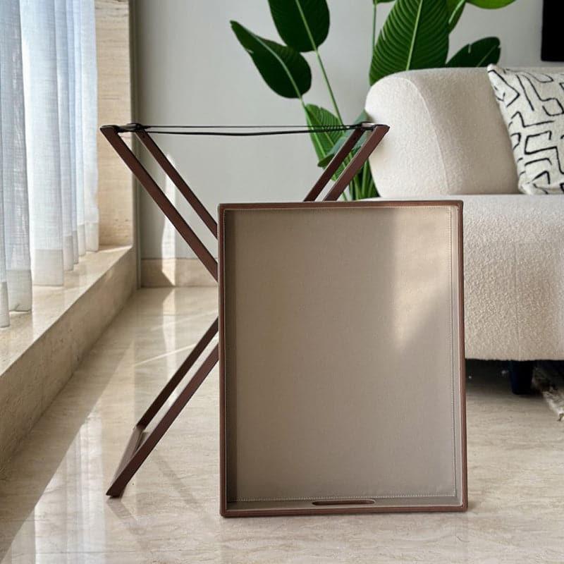 Buy Iva Foldable Accent Table With Detachable Top - Taupe Side & Bedside Tables from Vaaree