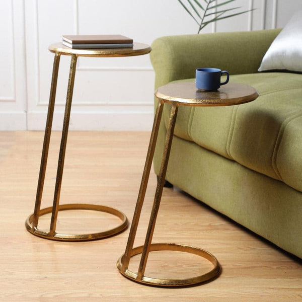 Buy Milto Accent Table (Gold) - Set Of Two Side & Bedside Tables from Vaaree