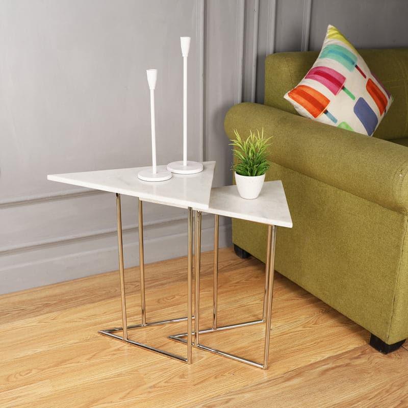 Buy Triad Tango Accent Table (Silver) - Set Of Two Side & Bedside Tables from Vaaree