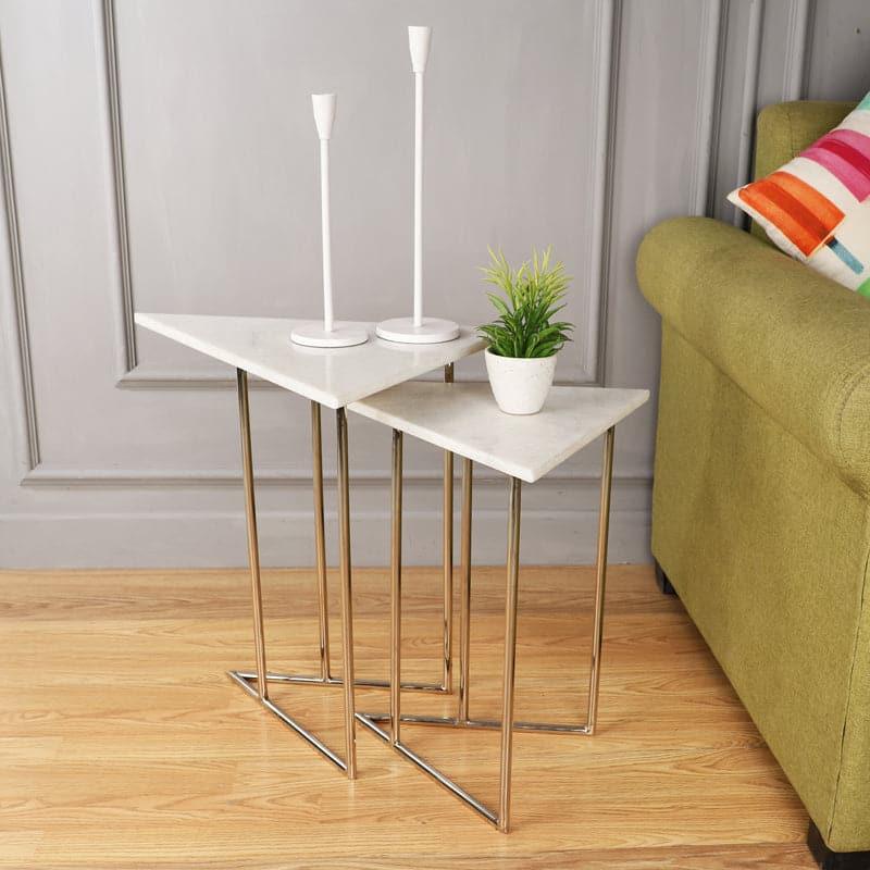 Buy Triad Tango Accent Table (Silver) - Set Of Two Side & Bedside Tables from Vaaree