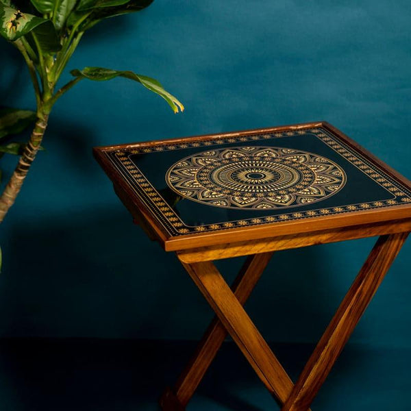 Side & Bedside Tables - Virsa Floral Foldable Accent Table