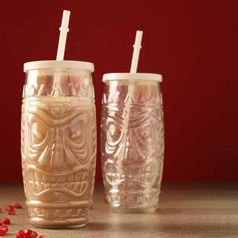 Buy Tribal Face Tall Glass - Set Of Two Sipper from Vaaree