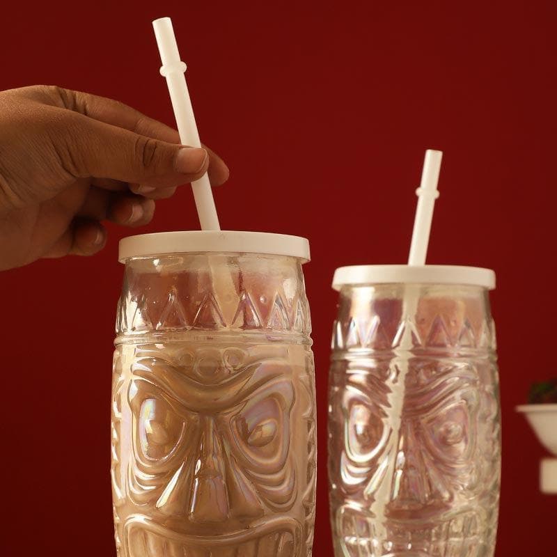 Buy Tribal Face Tall Glass - Set Of Two Sipper from Vaaree