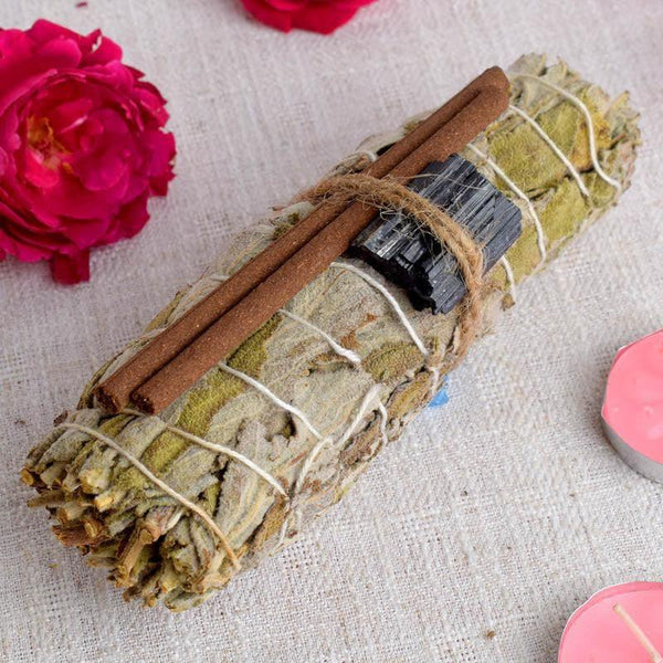 Buy Black Tourmaline And Sage Smudge Wand Smudge Wand from Vaaree