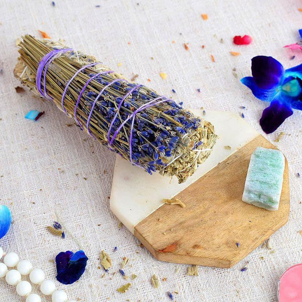 Buy White Sage With Lavender And Amazonite Crystal Smudge Wand from Vaaree