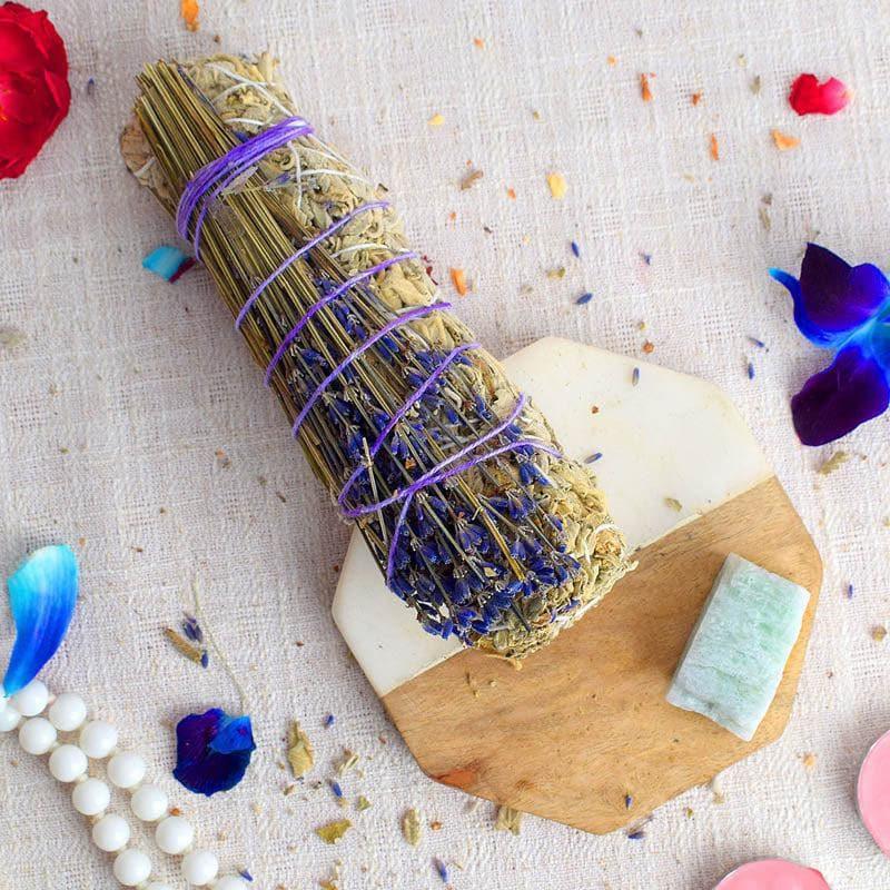 Buy White Sage With Lavender And Amazonite Crystal Smudge Wand from Vaaree