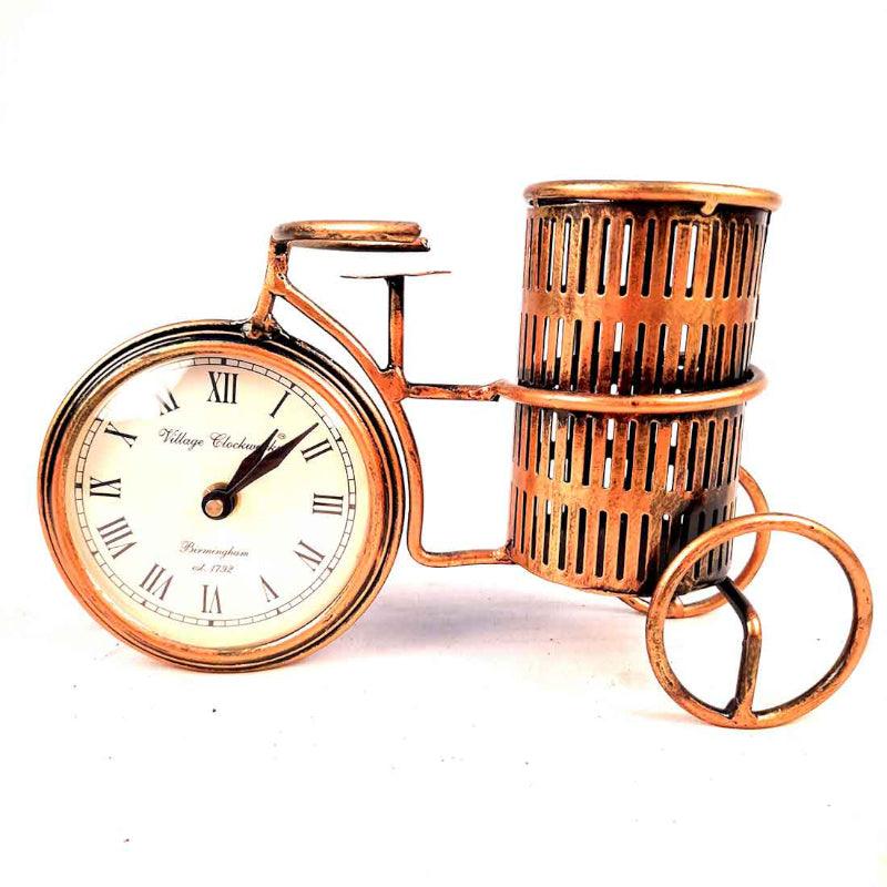 Stationery Holder - Ticking Cycle Clock Cum Stationary Stand