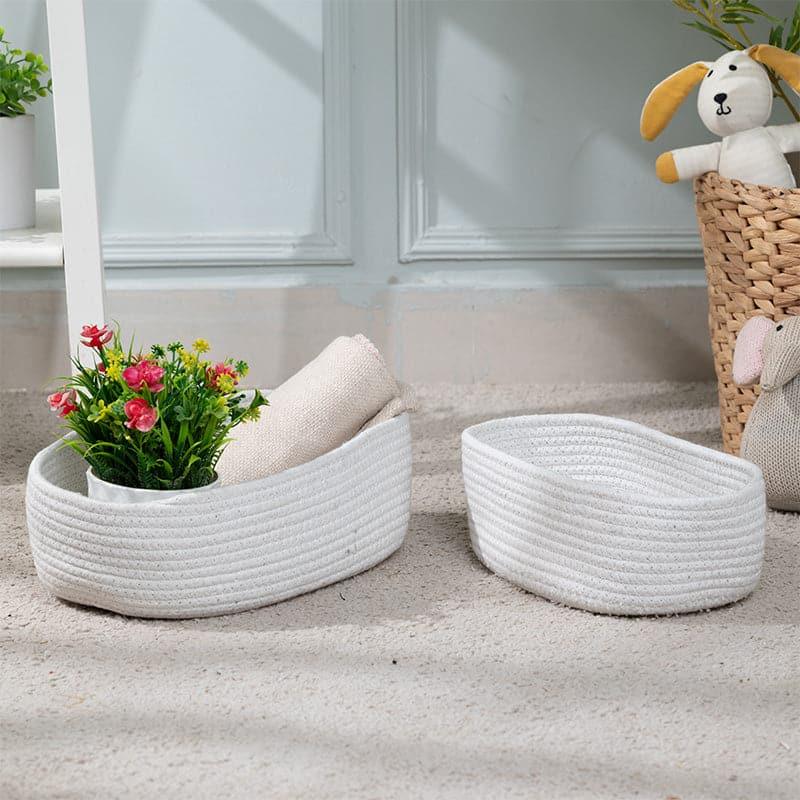 Buy Damon Cotton Basket - Set Of Two Storage Basket from Vaaree