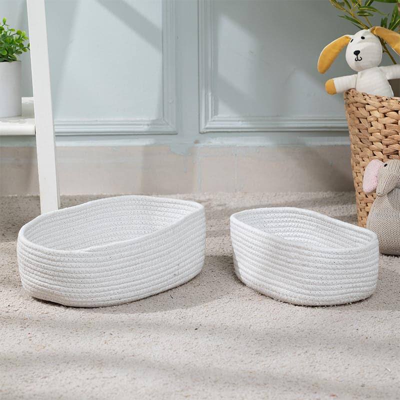 Buy Damon Cotton Basket - Set Of Two Storage Basket from Vaaree