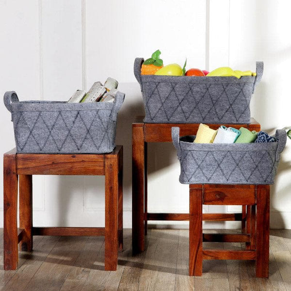 Storage Basket - Rhombus Felt Storage Basket - Set Of Three