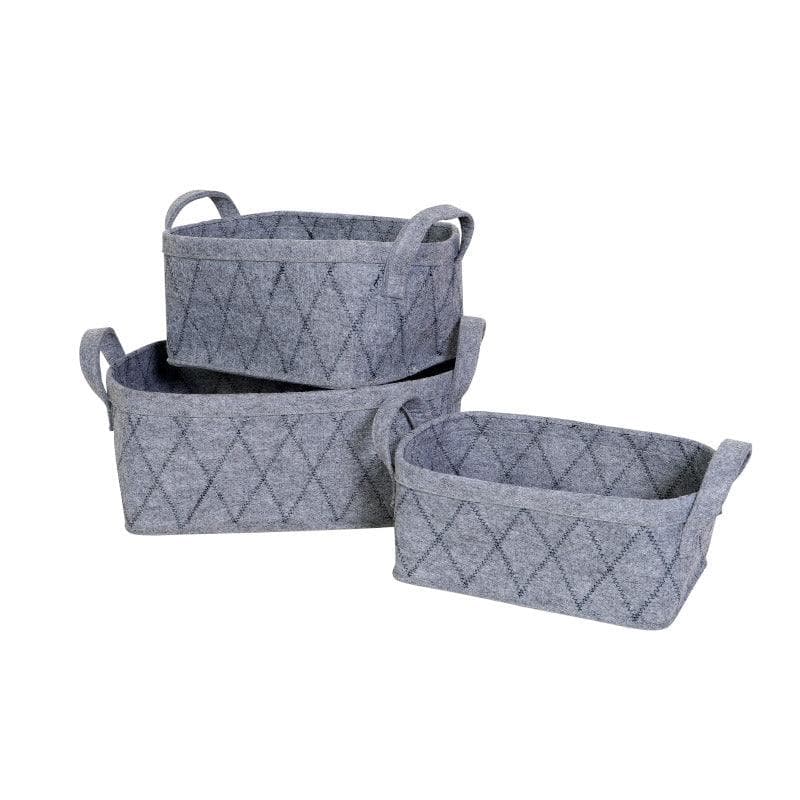 Storage Basket - Rhombus Felt Storage Basket - Set Of Three