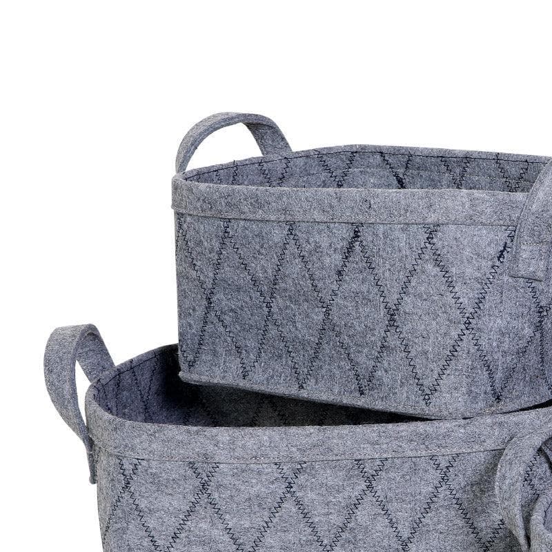 Storage Basket - Rhombus Felt Storage Basket - Set Of Three