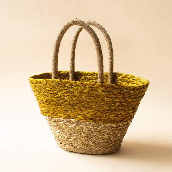 Storage Basket - Welo Natural Fiber Basket - Mustard