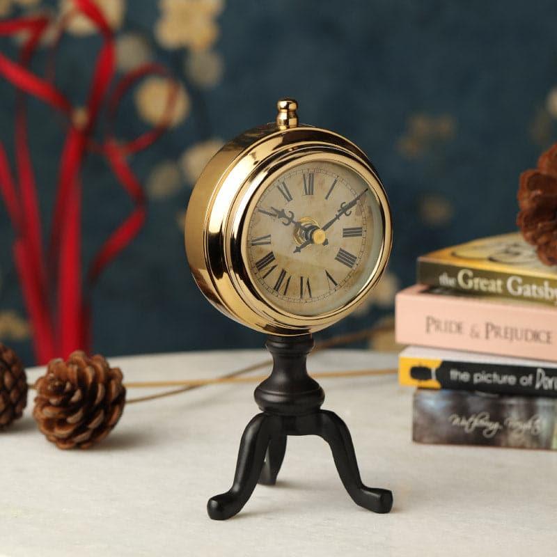 Buy Bastien Table Clock - Gold & Black Table Clock from Vaaree