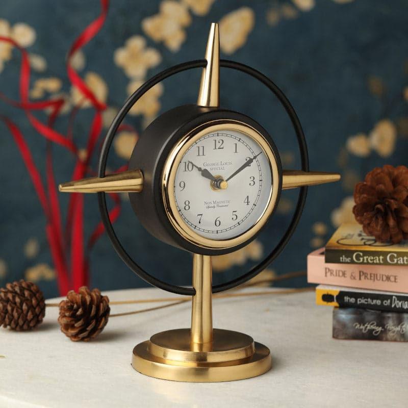 Buy Compass Clue Table Clock - Gold Table Clock from Vaaree