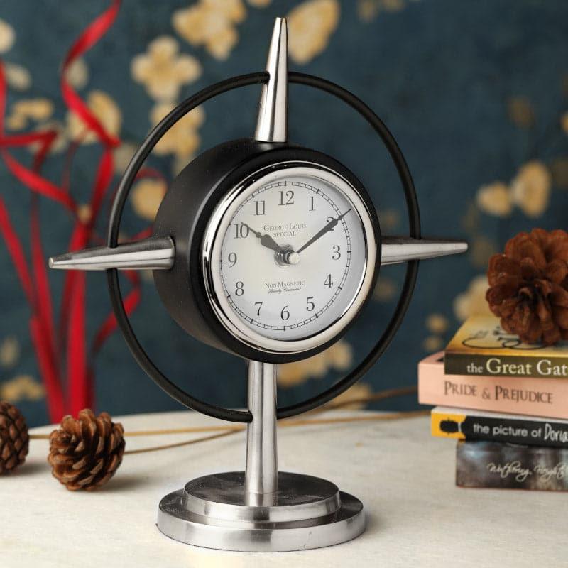 Buy Compass Clue Table Clock - Silver Table Clock from Vaaree