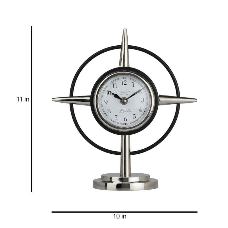 Buy Compass Clue Table Clock - Silver Table Clock from Vaaree