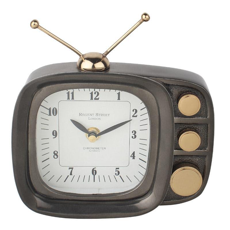 Table Clock - Dura Vintage TV Table Clock - Black