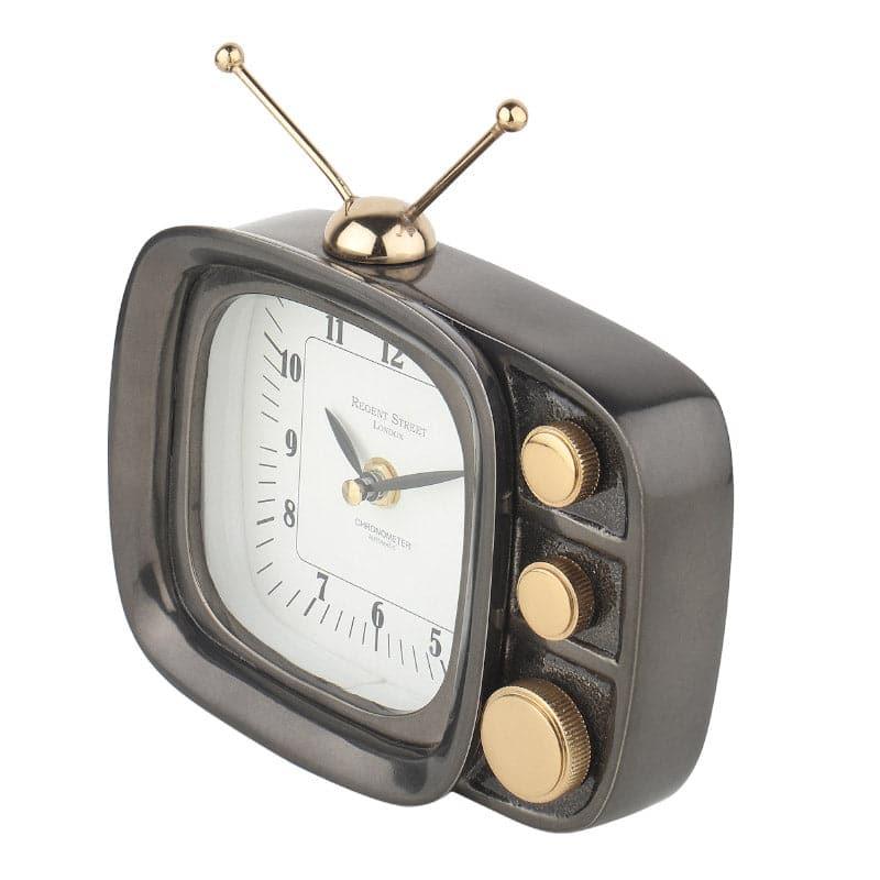 Table Clock - Dura Vintage TV Table Clock - Black