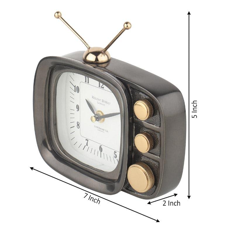 Table Clock - Dura Vintage TV Table Clock - Black