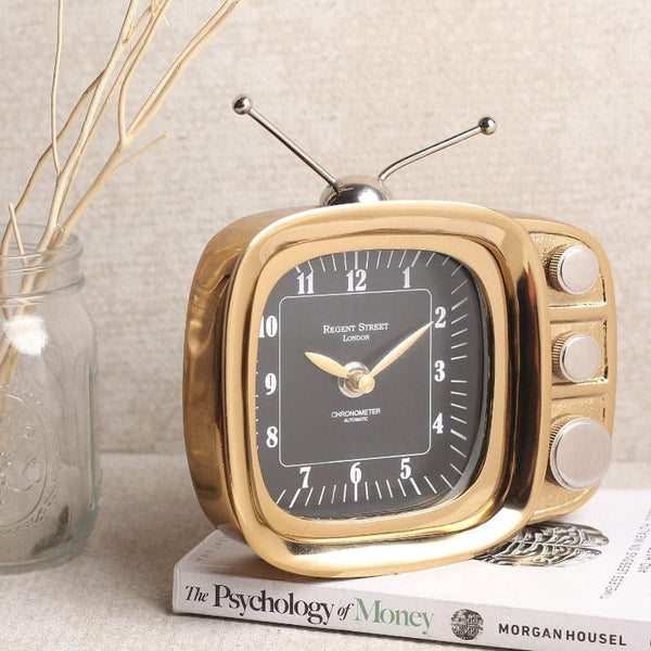 Table Clock - Dura Vintage TV Table Clock - Gold