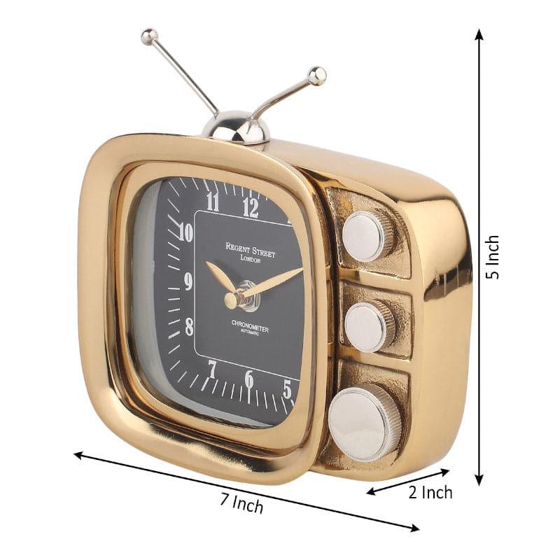 Table Clock - Dura Vintage TV Table Clock - Gold