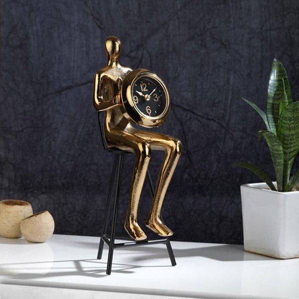 Buy Table Clock - Persona Table Clock - Gold at Vaaree online