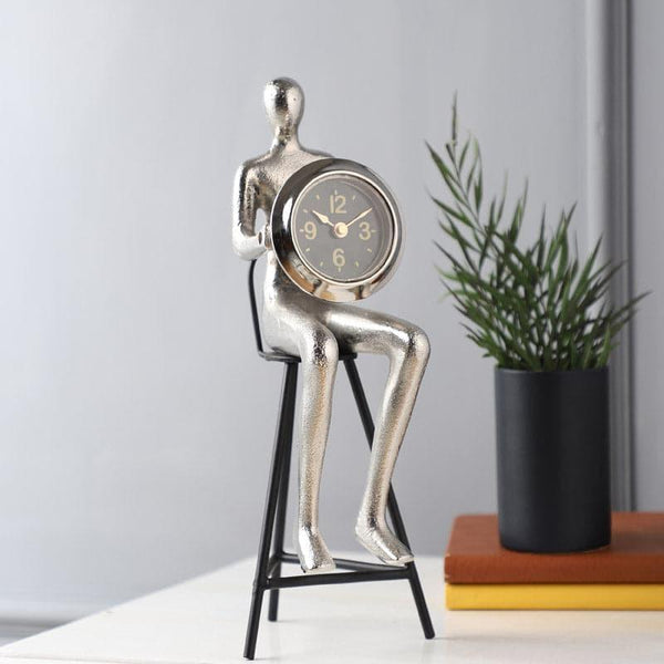 Buy Persona Table Clock - Silver Table Clock from Vaaree