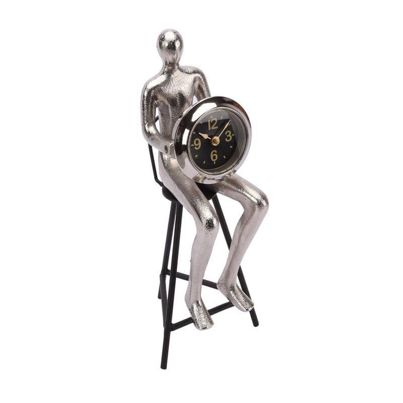 Buy Persona Table Clock - Silver Table Clock from Vaaree