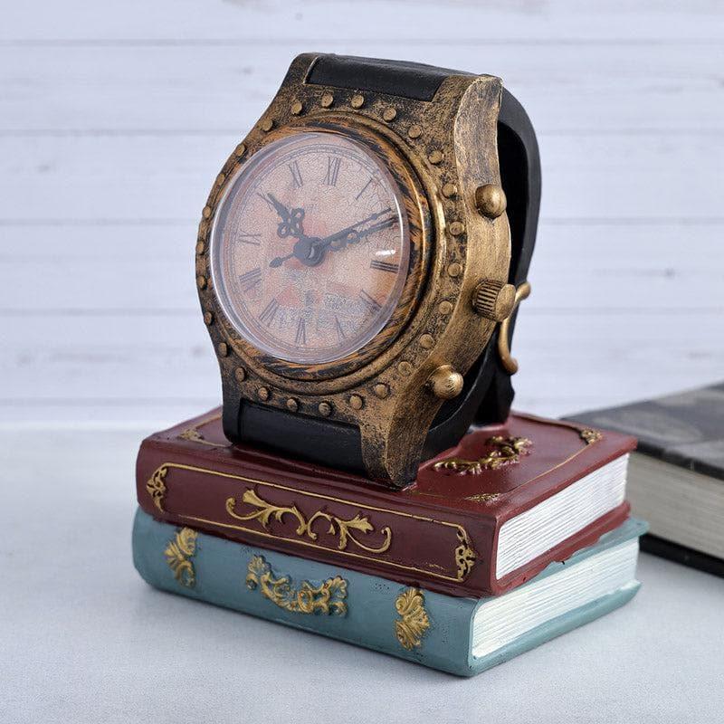 Buy Retro Bookstack Clock - Gold Table Clock from Vaaree