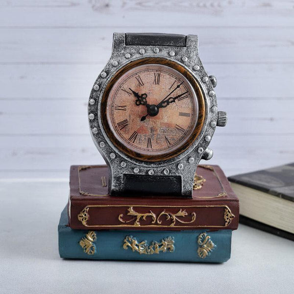 Buy Retro Bookstack Clock - Silver Table Clock from Vaaree