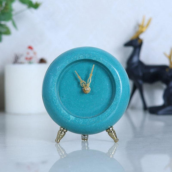 Table Clock - Tisora Marble Table Clock - Turquoise